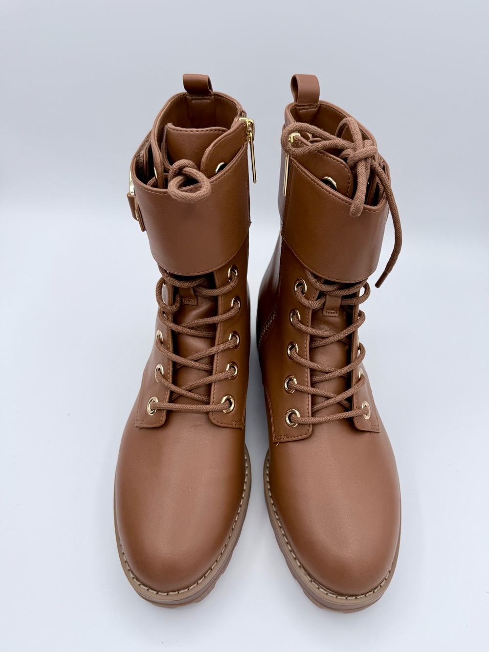 Michael Kors Rhody Combat Boots Cognac‎ Leather 7 - Picture 5 of 12